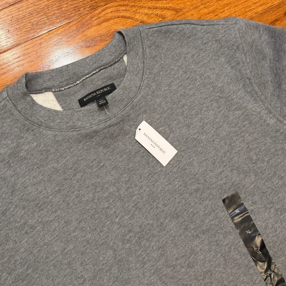 New Banana Republic Crewneck Sweatshirt Mens XL Solid Gray Long Sleeve Midweight